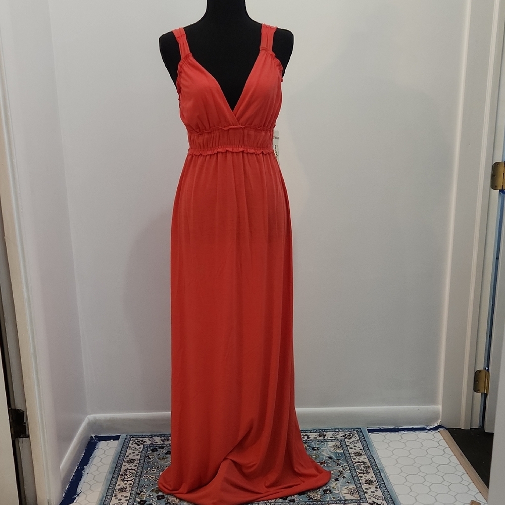 Feathers Vibrant Red Maxi Dress